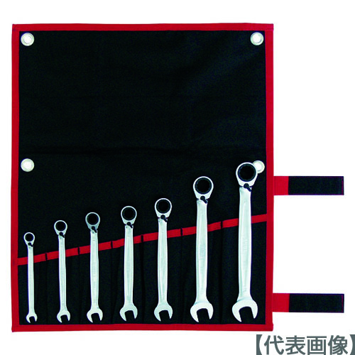 ＴＯＮＥ　切替式ラチェットめがねレンチセット　７ｐｃｓ（RMR700）369-9218【ＴＯＮＥ（株）】｜ペイントオール