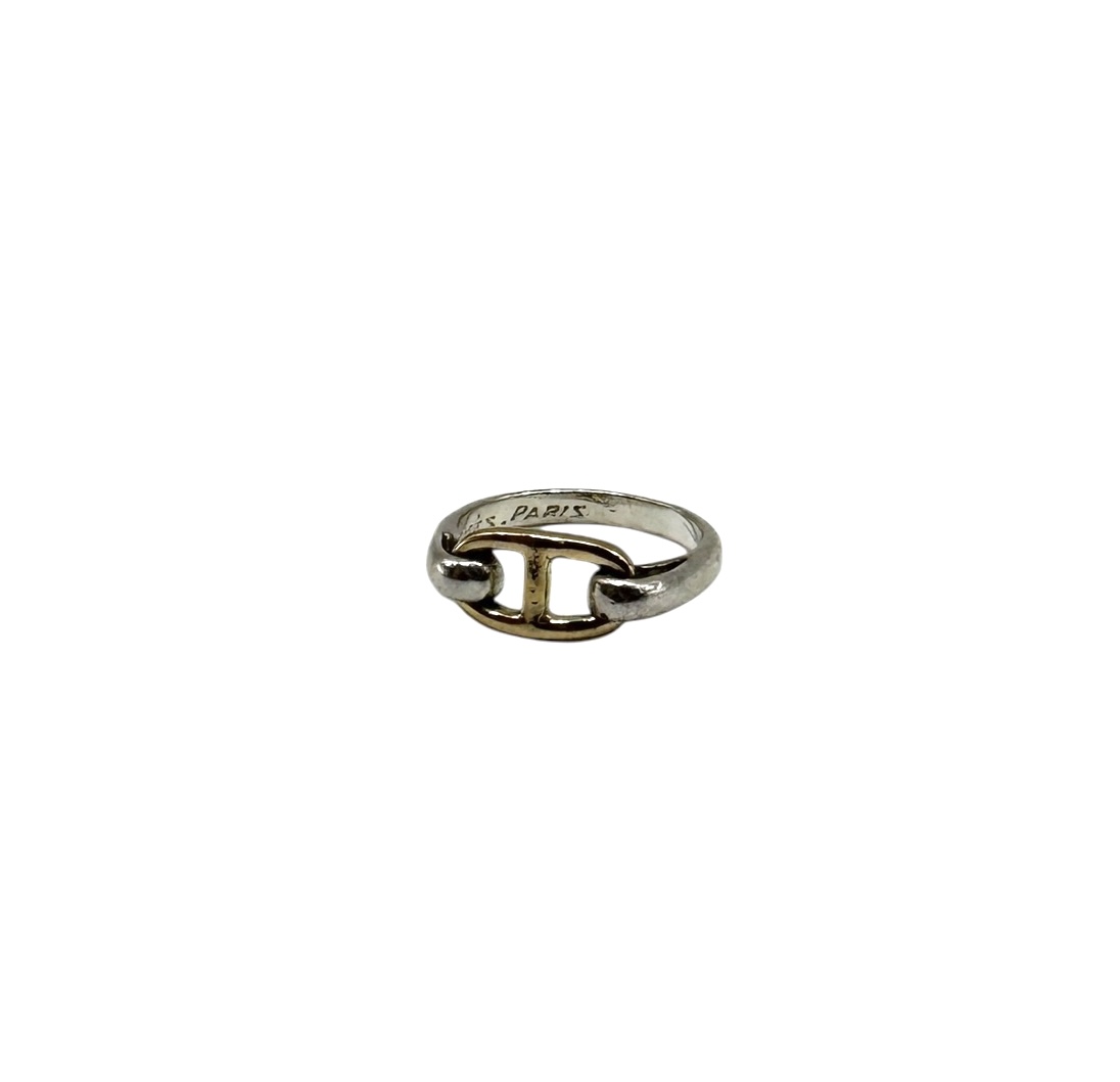 【美品】HERMES エルメス シェーヌダンクル 1コマ リング 指輪 11号 コンビ 925 750|PELEMELE TOKYO 店