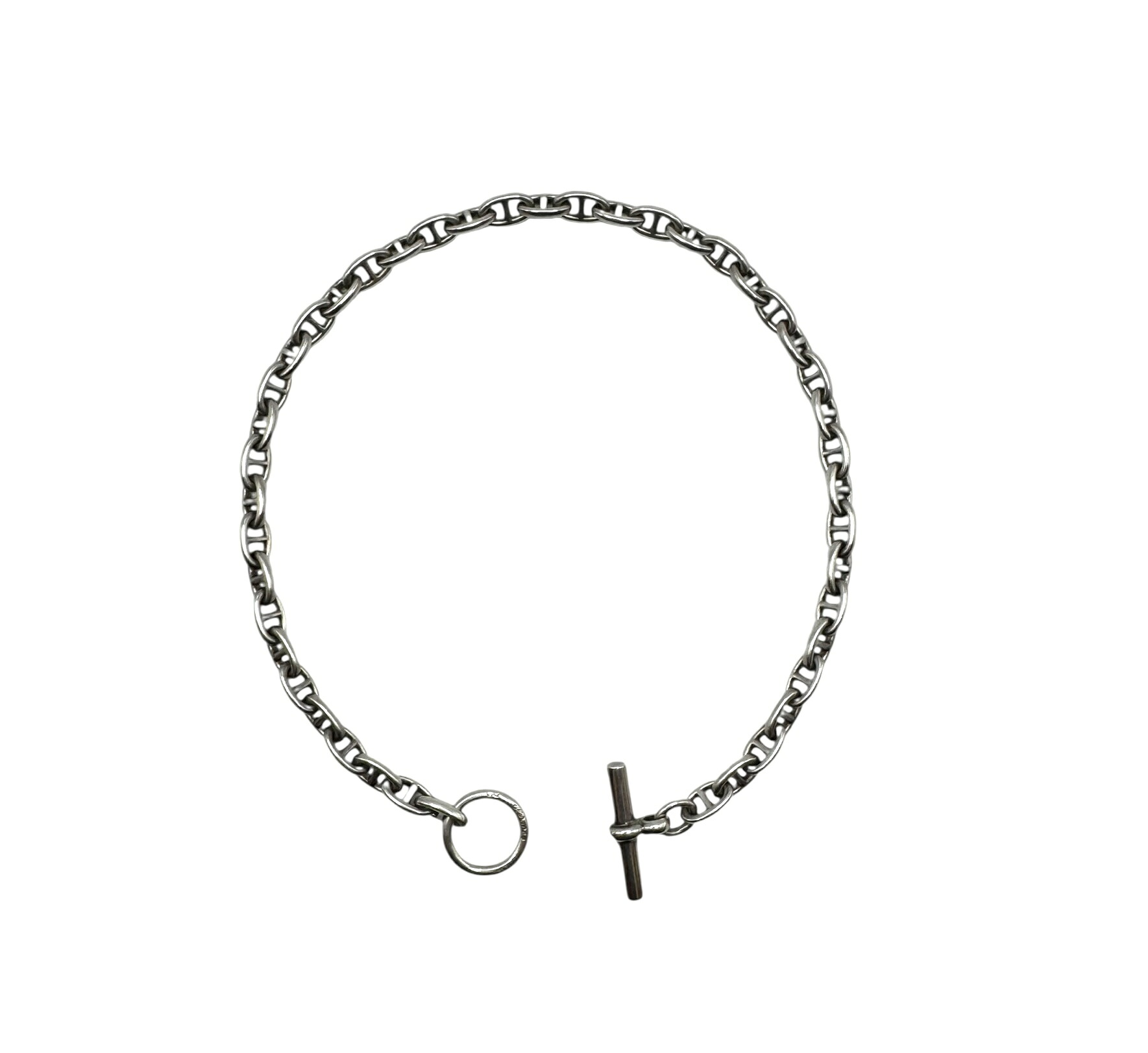 【美品】HERMES エルメス シェーヌダンクル PM 44コマ 筆記体 ネックレス シルバー 925