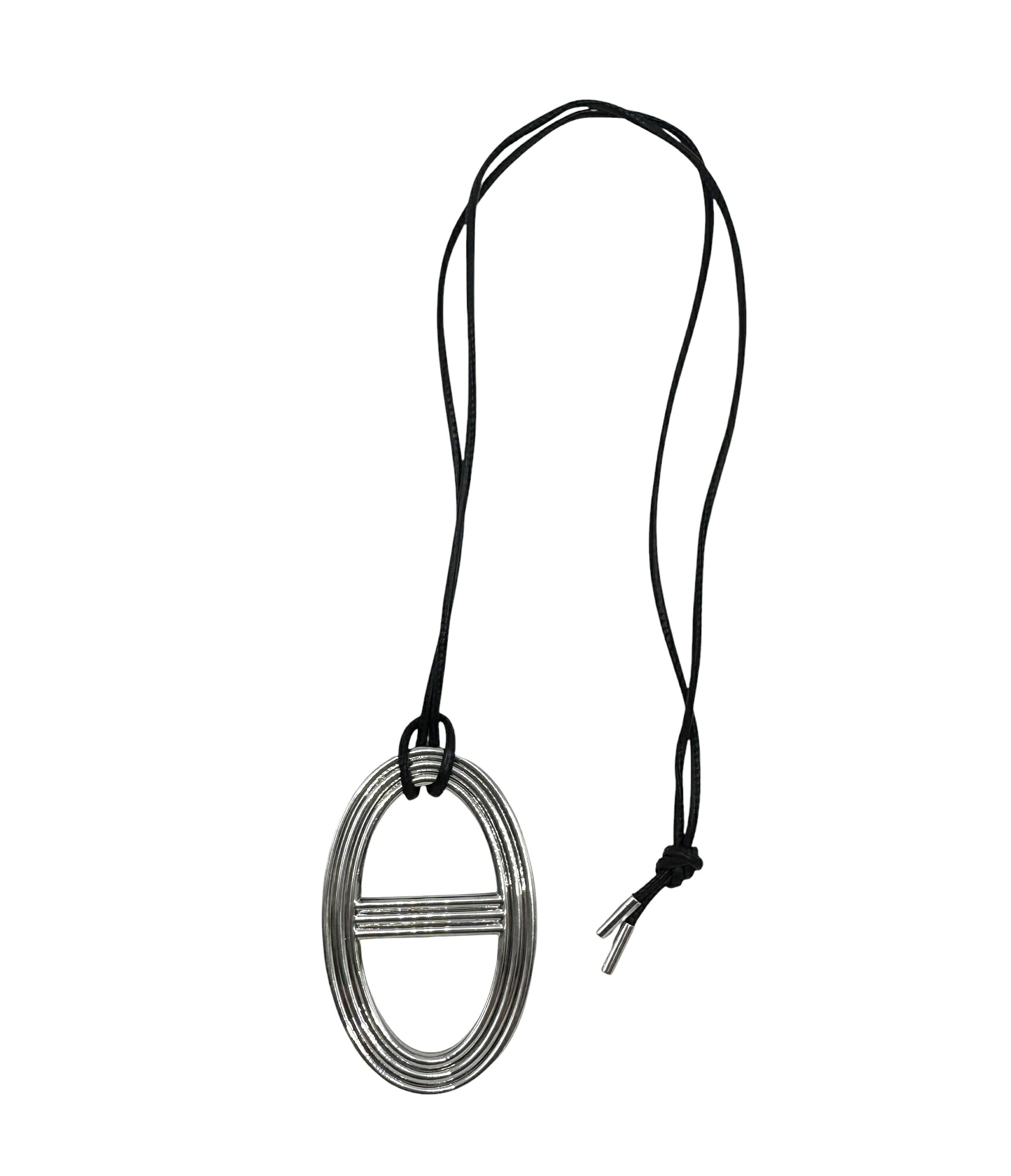 【美品】HERMES エルメス シェーヌダンクル 24 トップ ネックレス レザー シルバー 925|PELEMELE TOKYO 店