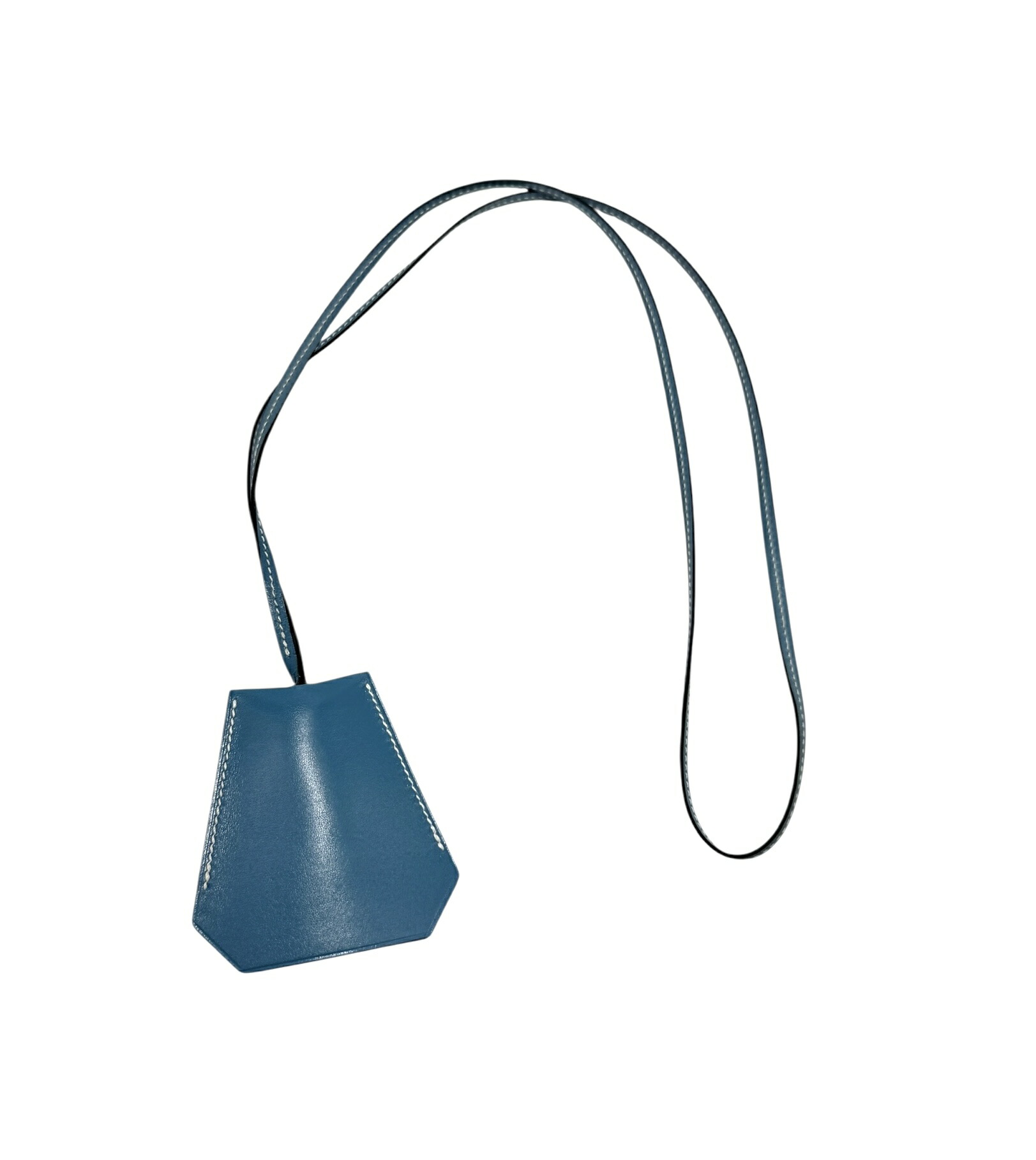 【美品】HERMES エルメス クロシェット 首飾り □C目じるし 子ウシ マルジェラ期 なめし革 青みジーン