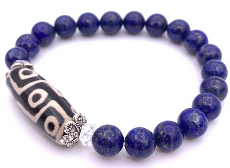 これは！第2チャクラにズンときます！青玉髄天珠！双観世音天珠、ラピスラズリ！虎牙 これは！第2チャクラにズンときます！青玉髄天珠！双観世音天