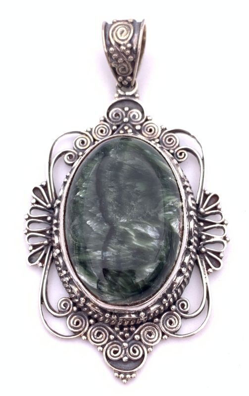 天然石セラフィナイトsilver925トップ/HANDMADE-A1