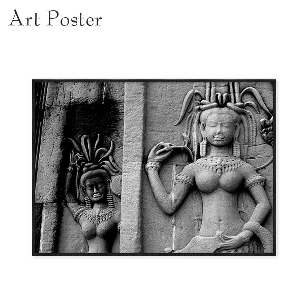 インテリア モノクロ 写真 ポスター a2 フレーム付き アンコールワット 絵 壁パネル 飾り 大きい アート オブジェ｜アートパネル専門店 Pengiiino