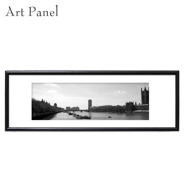 アートパネル 横長 ロンドン モノクロ テムズ川 風景 景色 絵 絵画 アート作品 インテリア 雑貨 装飾 飾り デザイン 壁面 ディスプレイ 写真 アートポスター ウォールデコ おしゃれ モダン 玄関