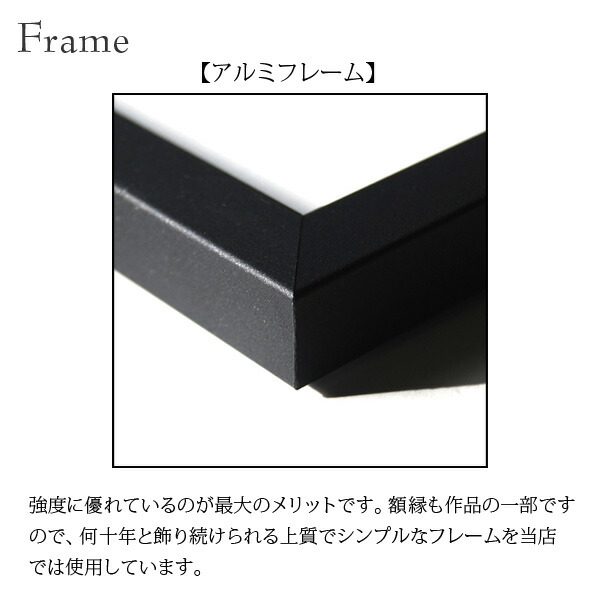 【アートパネル専門店オリジナル風景】フック2個・保護パッド等、充実な付属品。前面アクリル板のしっかりとしたアルミフレームはシンプルな黒を使用したモダンなアートパネルです。