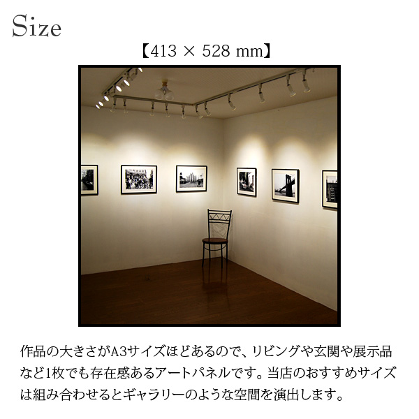 【アートパネル専門店オリジナル風景】フック2個・保護パッド等、充実な付属品。前面アクリル板のしっかりとしたアルミフレームはシンプルな黒を使用したモダンなアートパネルです。