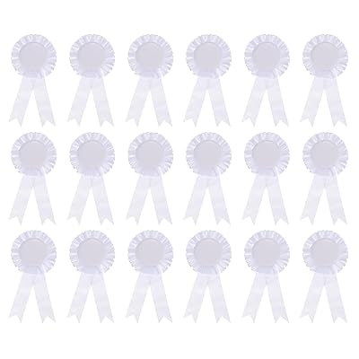 PATIKIL ブランク賞リボン 18個 バラの結び目リボン 名誉賞表彰リボン DIY パーティー 結婚式 競技 スポーツ用 ホワイト