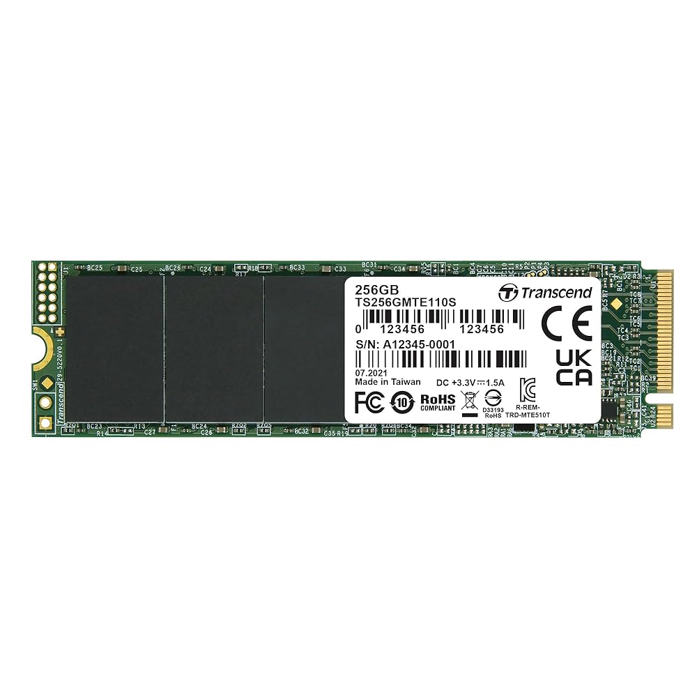 トランセンドジャパン Transcend PCIe M.2 SSD (2280) 256GB NVMe PCIe Gen3 x4 3D TLC採用 5年保証 TS256GMTE110S