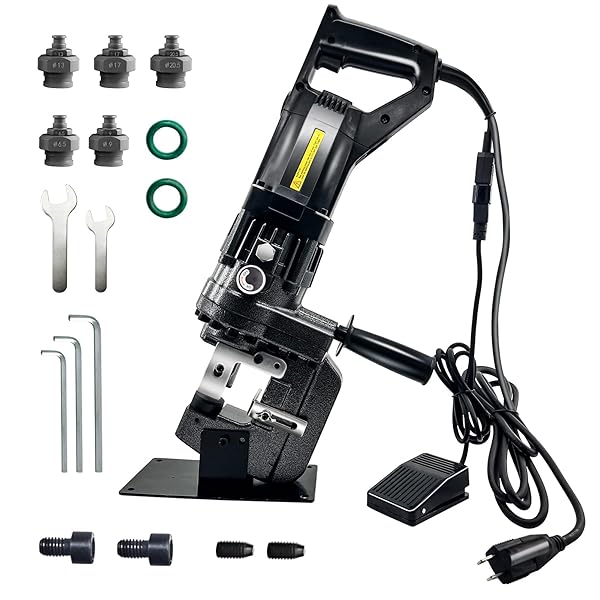 電動油圧パンチャー 豪然たる 10t パンチダイ5種付 φ4～20粍 穴あけ物の具 AC100V バッテリ 円錐小体鋼相応う