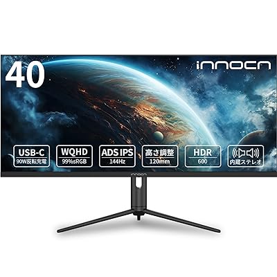 INNOCN 40in広広とした管する WR40 PRO WQHD HDR600@144hzゲーミングモニター HDMI Display Port USB-C 90W Freesync 高さ合わせる 金棒引き内蔵 VESA (40in HDR600)