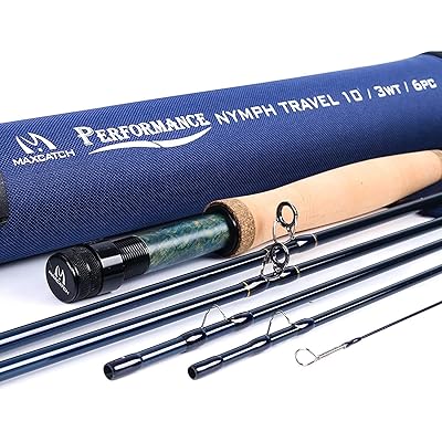 Maxcatch Nymphフライロッド4ピースIM10黒鉛フライフィッシングロッドチューブ持って (3wt 10ft 6Piece（Performance Nymph）)｜ぺんぎんや