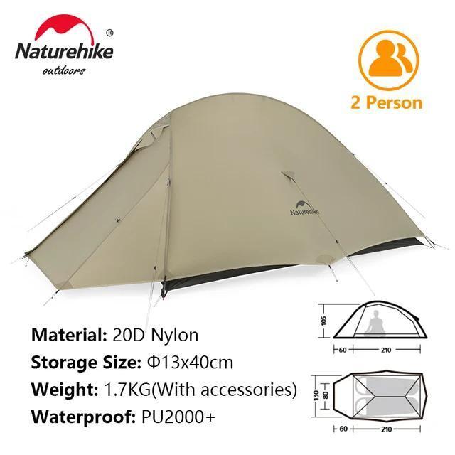 Naturehikeの軽量テント【Cloud Up 2X】 Naturehike Cloud Up2 テント 超軽量 2人用 20D 210T 二重層 耐