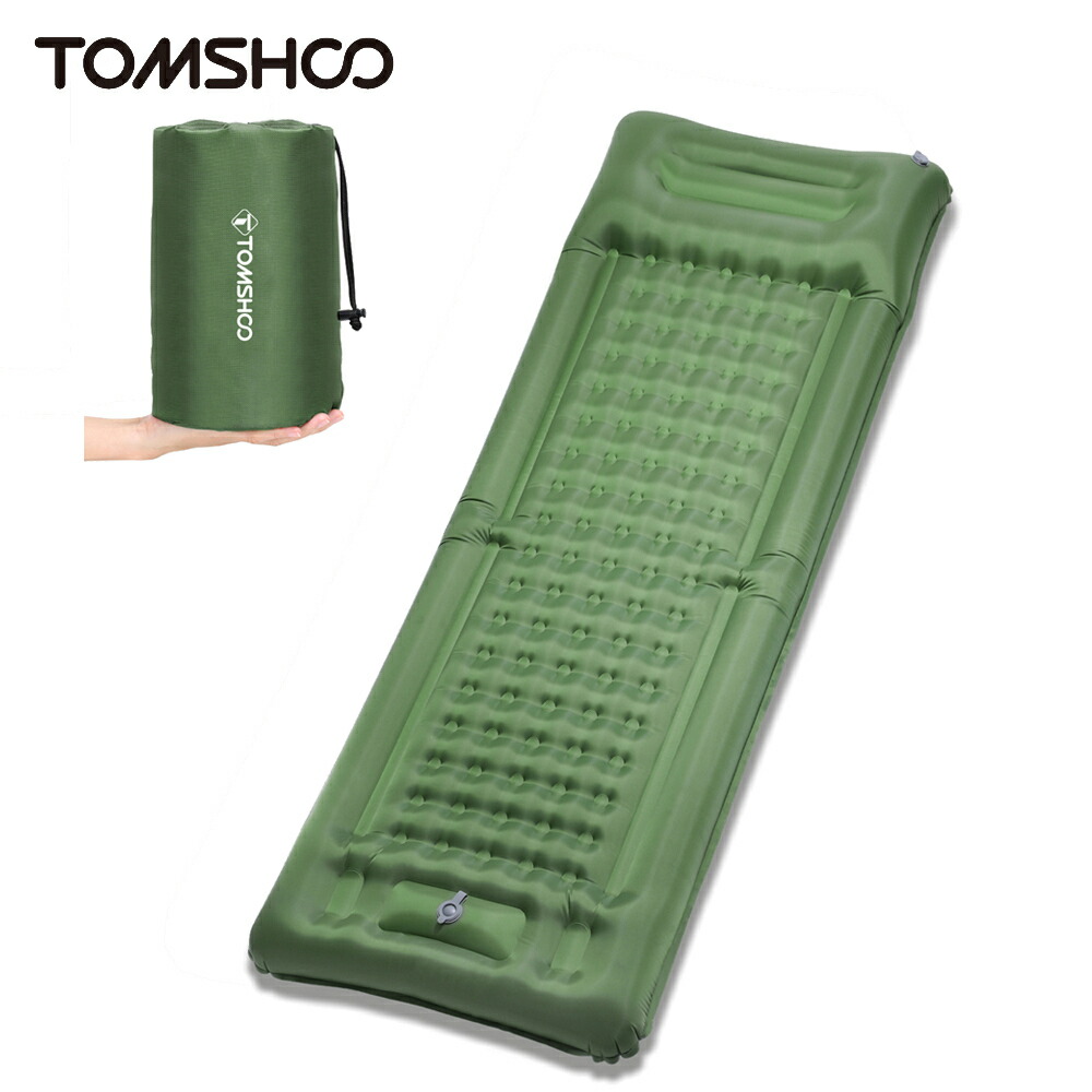 Tomshoo インフレータブル スリーピングパッド 極厚 4 in 自動小銃ふくれ上がるつや消し エア湖マットレス 揚水機内蔵 難民キャンプ うしろ側荷拵え 旅する用