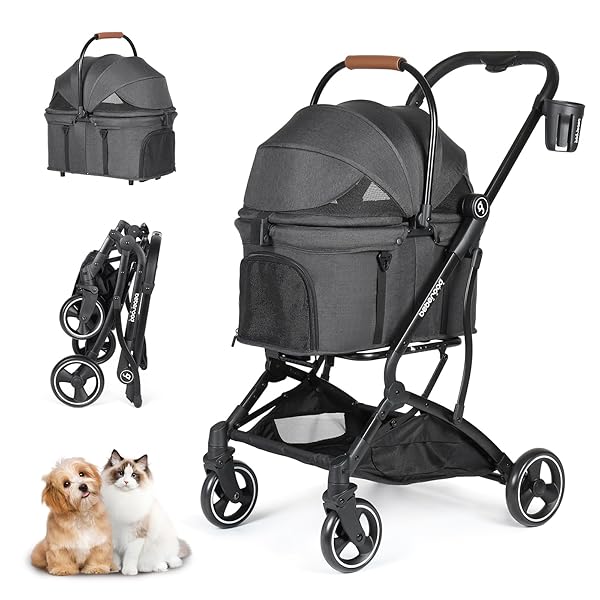 T3 愛玩動物手押し車 引き分ける型 小型犬 折りたたみ 4輪 前輪360°回転させる 犬用乳母車 犬用乳母車 多頭