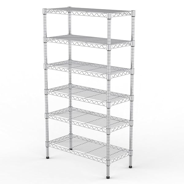 ラック スチールラック メタル シェルフ 棚 キッチン収納 6段 ポール径19mm 幅59×34奥行×高さ15|ぺんぎんや