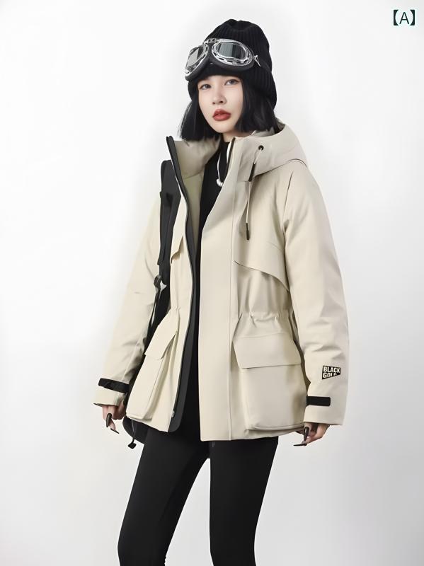 【百貨店SALE】お山パーカー ボンネット付き添い人 アウトドア 心地よい 今めかしい 防風 生あたたかい 上衣 ゆったり 役立つこと性 ウィンドブレーカー レディース 黒 白