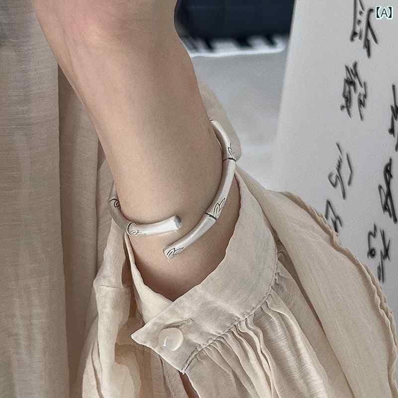 【百貨店SALE】オシャレ バングル 腕輪 銀 9999 色褪せにくい 民族 風 竹 好一対 益荒男 腕輪 七夕 差し上げ物 意中の女 しろがね色腕輪