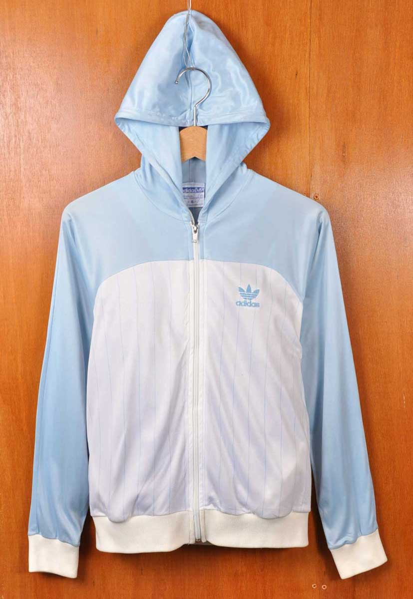 まとめ買い レディースs 1980年代 状態 B Usa製 ヴィンテージ 1980年代 Usa製 レディースファッション Adidas アディダス フード付 ジャージ ベビーブルー ホワイト ストライプ柄 レディースs 中古 激安特価ブランド コート