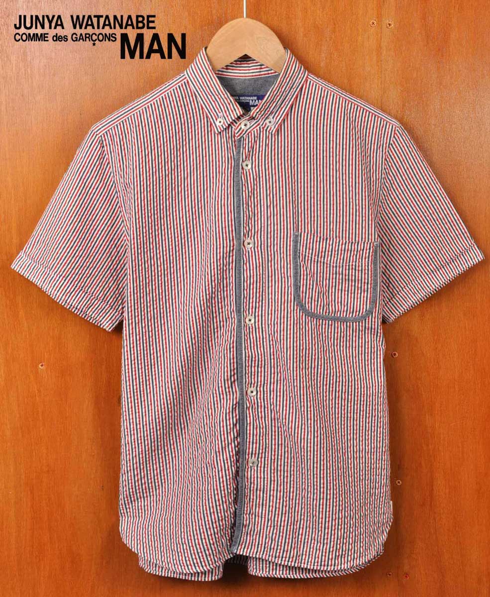 comme des garcons striped shirt short sleeve