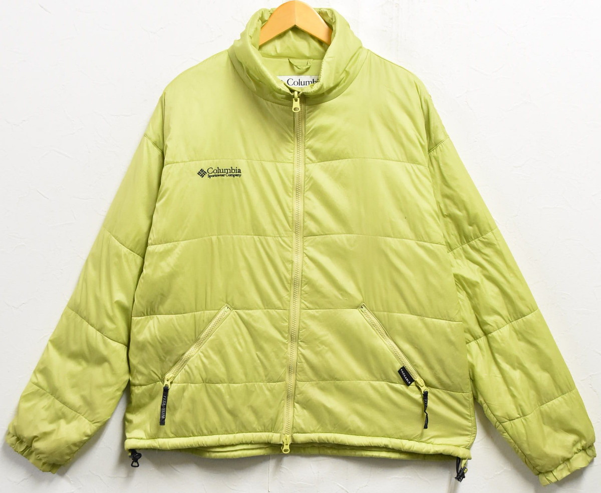 ヴィンテージ 1990年代 Columbia コロンビア PACKABLE パッカブル ナイロンジャケット 中綿 アウトドアジャケット ブルゾン ジャンバー リップストップ ライトグリーン レディースL【中古】■