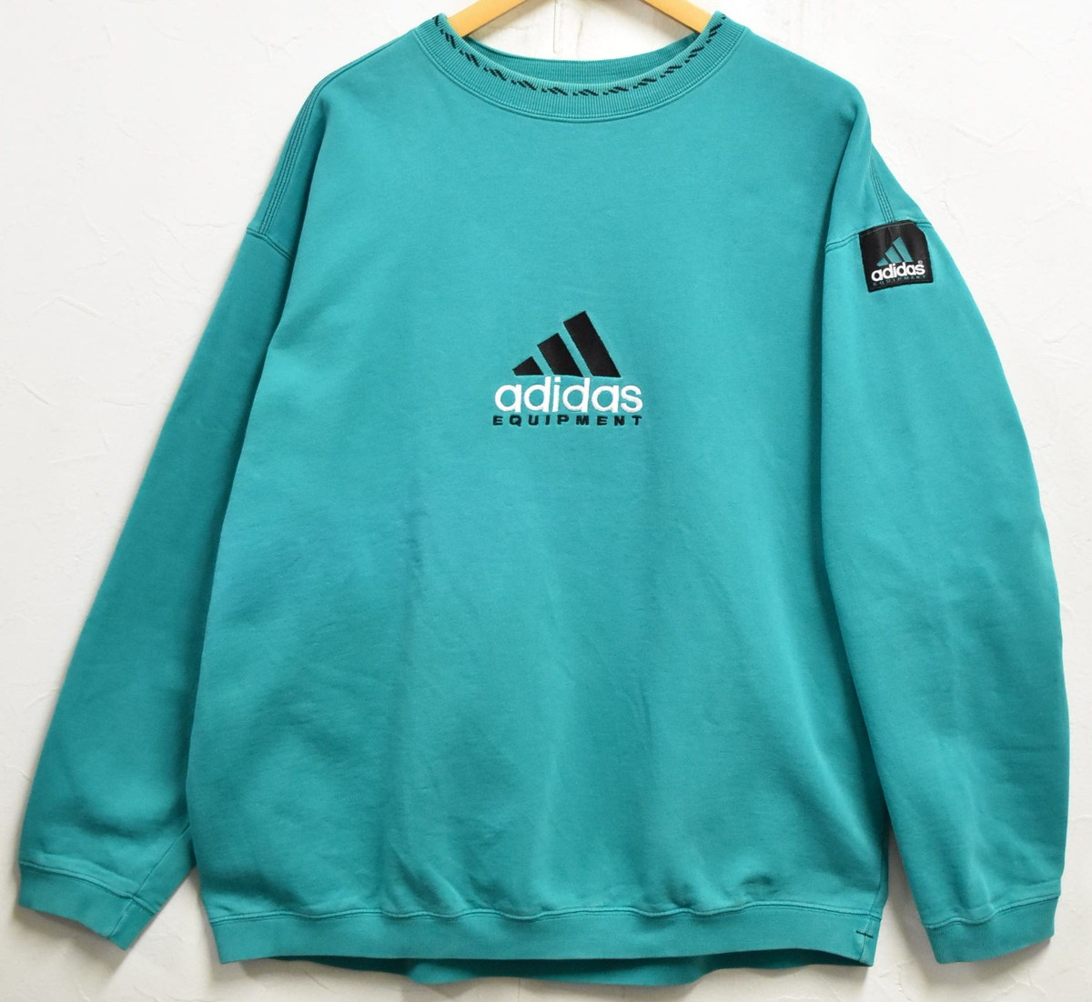 【ビッグ大きさ】ヴィンテージ 1990年月日 adidas アディダス EQUIPMENT エキップメント プルオーバースウェット ピーコック緑であること メンズ2XL好いかげんに【中古】■