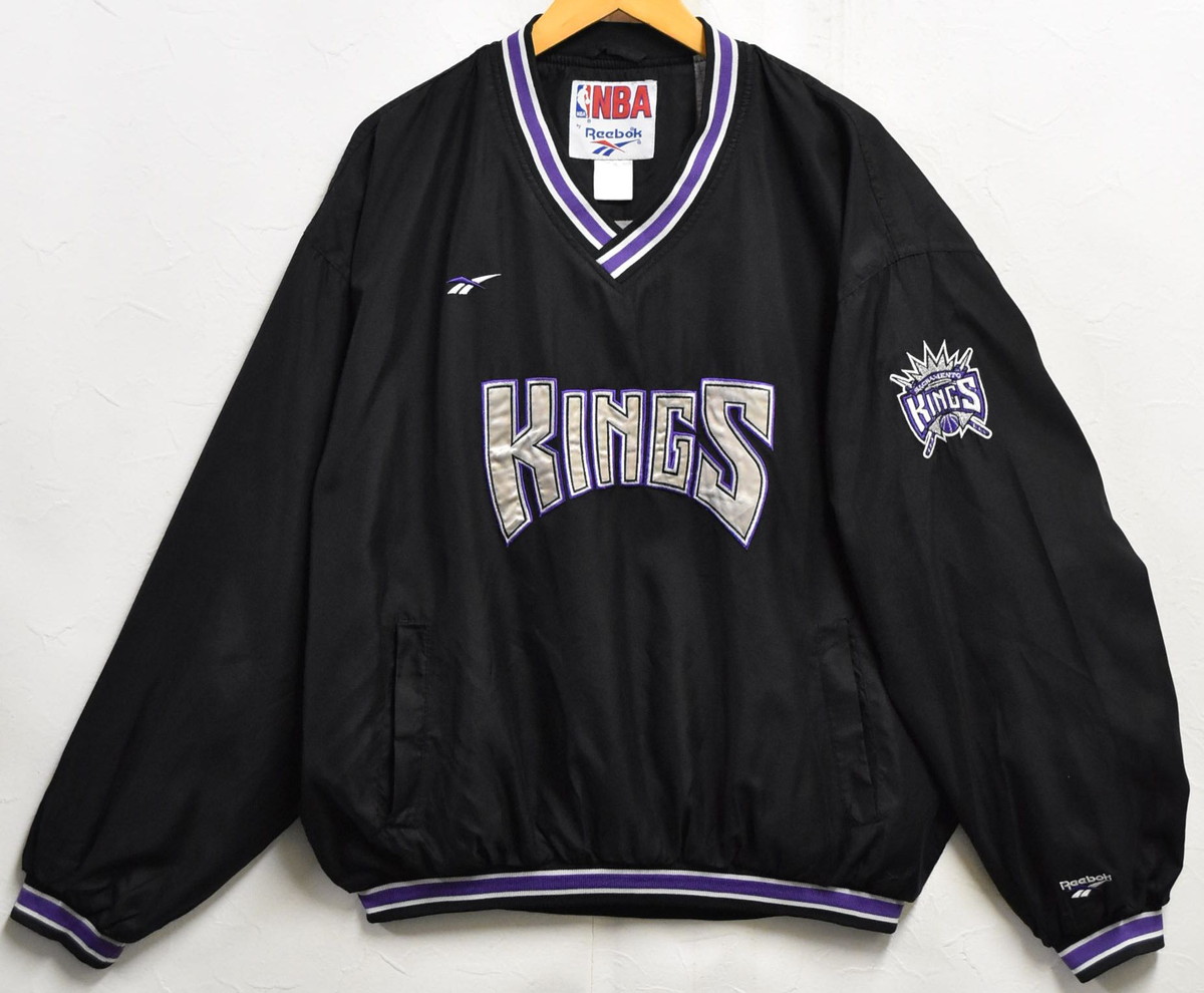 【ビッグサイズ】Reebok リーボック NBA Sacramento Kings サクラメント・キングス プルオーバー ナイロンジャケット ナイロントレーナー ブラック メンズXL相当【中古】▼｜古着雑貨ペンギントリッパー
