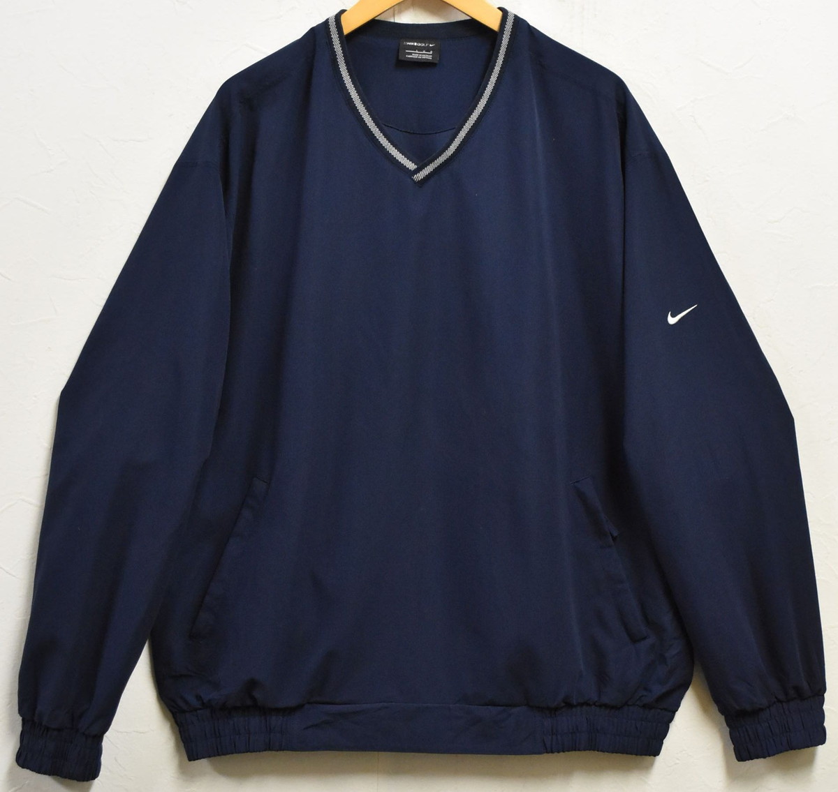 【ビッグ大きさ】NIKE GOLF ナイキ ゴルフ ティーシャツ ナイロン上衣 ナイロン調教師 ロゴタイプ刺しゅう 米国海軍 メンズ2XL好いかげんに【中古】■