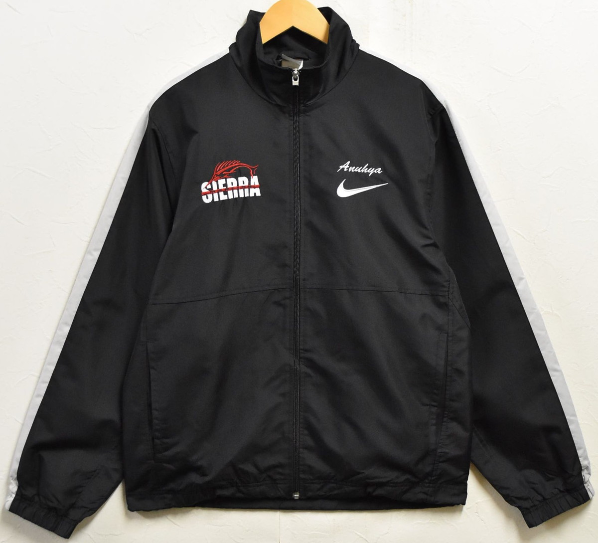 NIKE ナイキ フルジップナイロンジャケット 薄っぺら 上衣 上衣 貨物自動車上衣 別注刺しゅう 水泳ぎ野球クラブ 黒いこと×ともし火薄墨色 メンズM好いかげんに【中古】▼