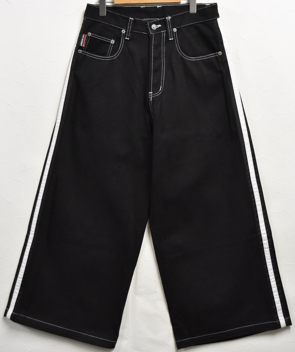 【デッド棚卸し資産】ヴィンテージ 1990年月日 USA製 KIKWEAR 蹴り入れる御召しもの スーパーバギーパンツ 広広としたズボン下 ロングズボン下 黒いこと×傍え伝達ルート W30【未当てはめる品】▼