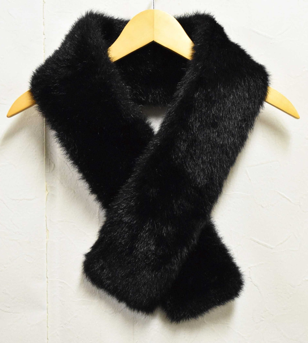 ヴィンテージ 1990年代 日本製 tricot COMME des GARCONS トリコ コム・デ・ギャルソン フェイクファー マフラー ブラック【中古】▼