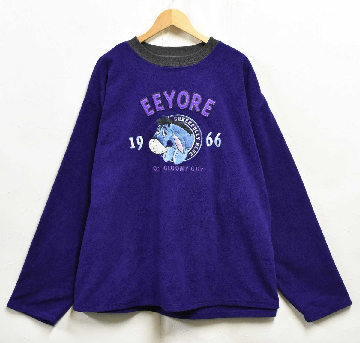 【ビッグサイズ】Disney ディズニー WINNIE THE POOH くまのプーさん EEYORE イーヨー フリーストレーナー プルオーバー カットソー ブルーパープル系×ダークグレー メンズ4XL相当【中古】■