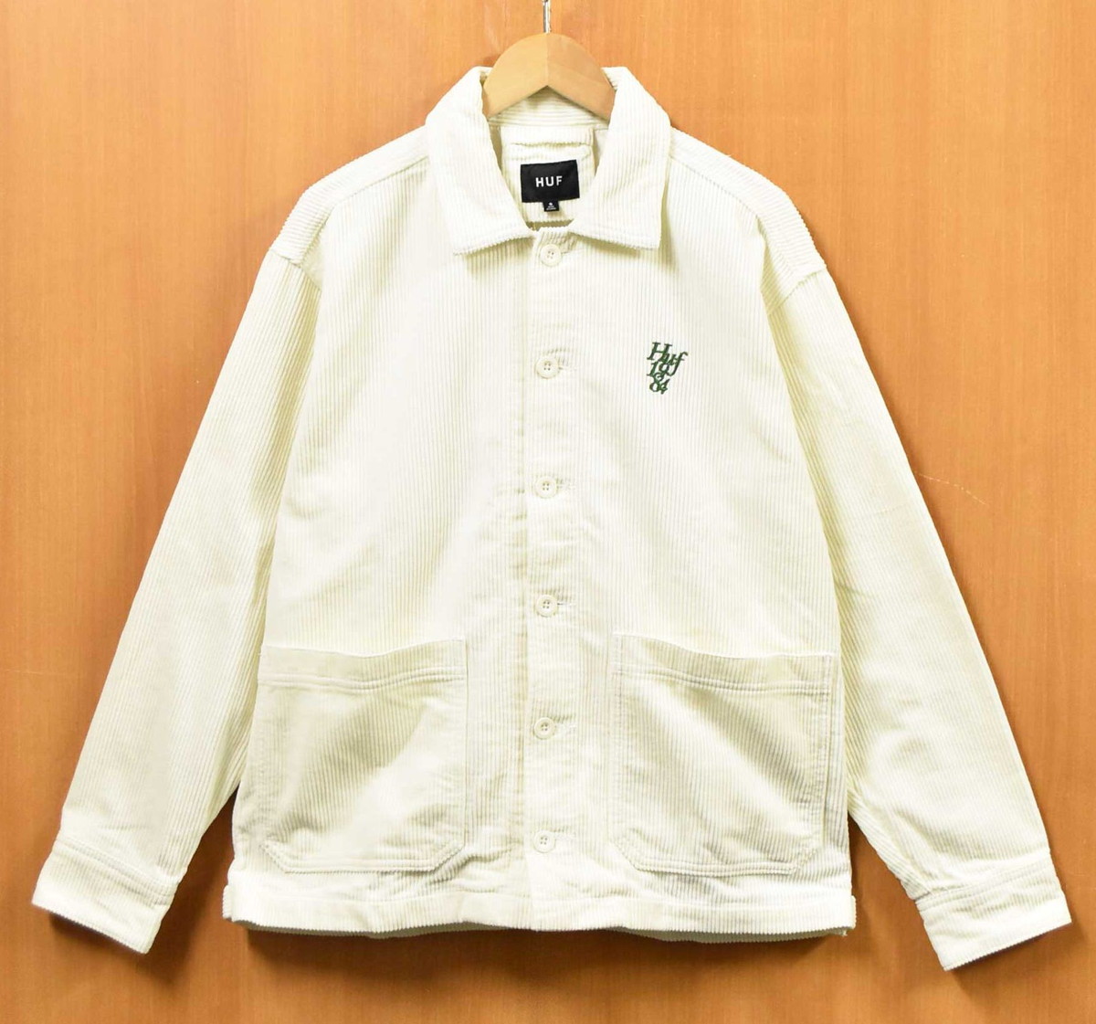【未当て嵌める品】【見せびらかす試着品】HUF ハフ 1984 CORD SHIRT コール天上衣 象牙色 メンズM好いかげんに【新品】▼ コート・ジャケット-メンズファッション