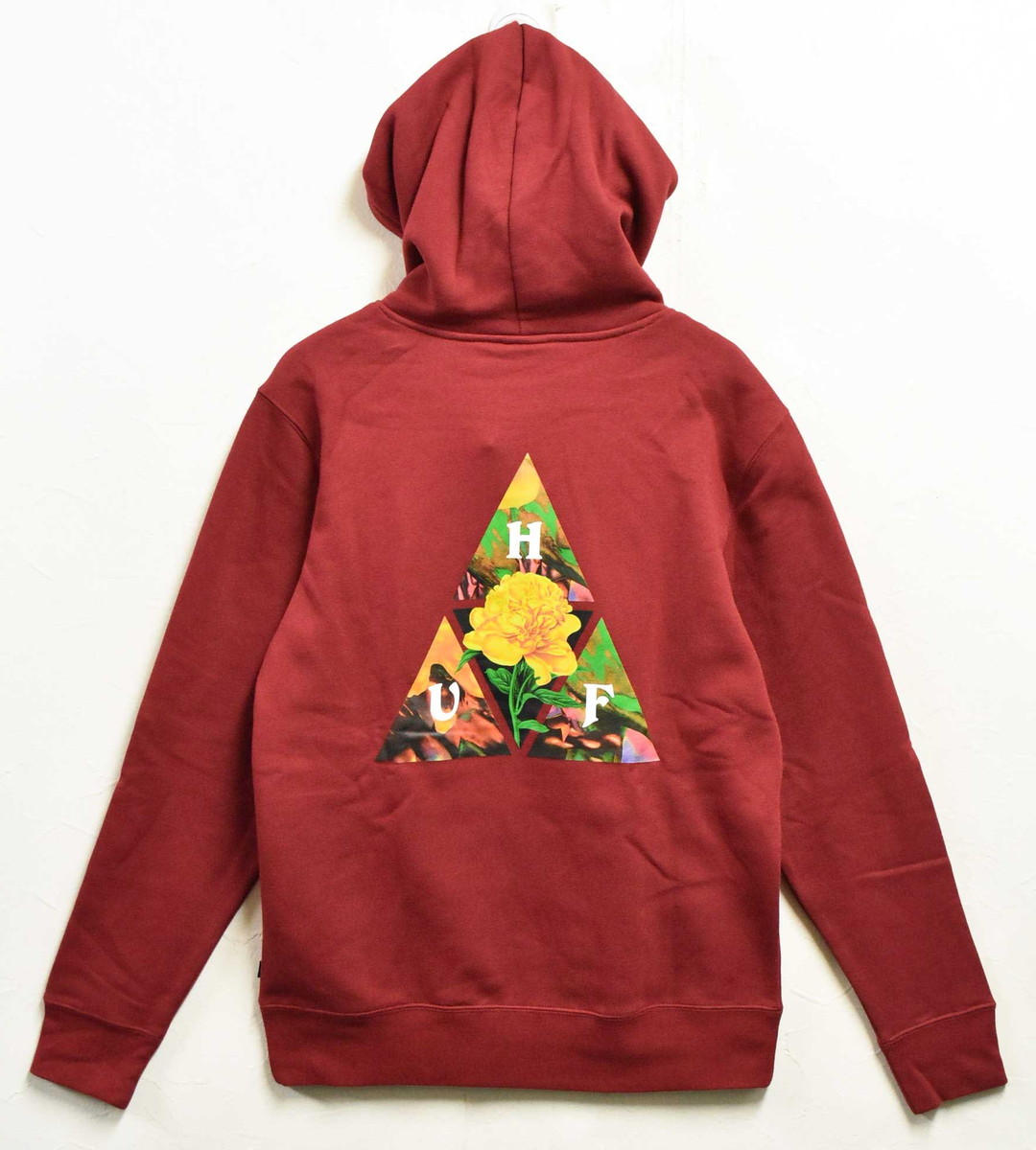 【未使用品】【展示試着品】HUF ハフ 長袖 プルオーバースウェット パーカ レッド メンズM【新品】▼