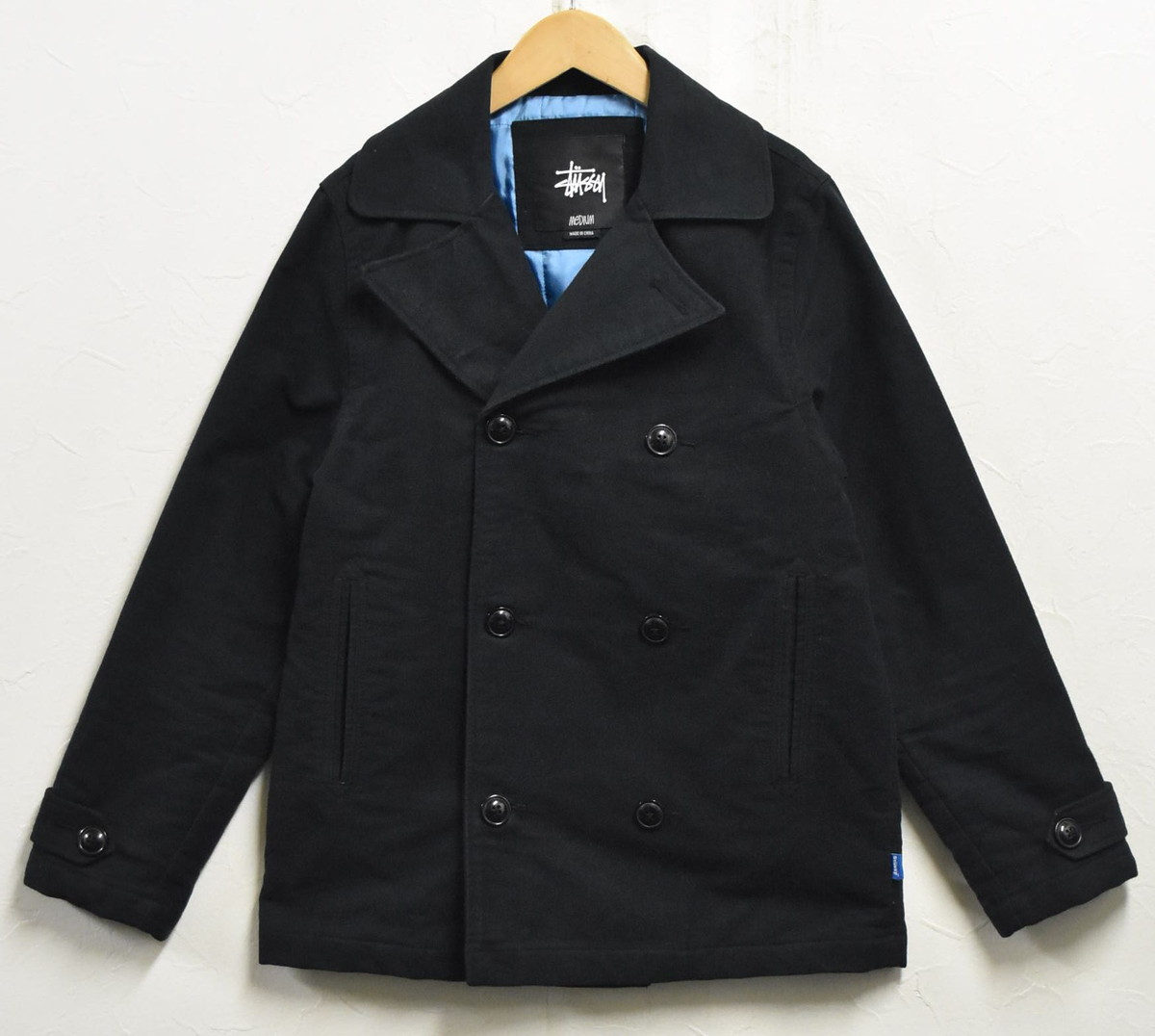 新品同様✨　schott stussy コラボ　ピーコート　ウール　ブラック aa43396-1.jpg