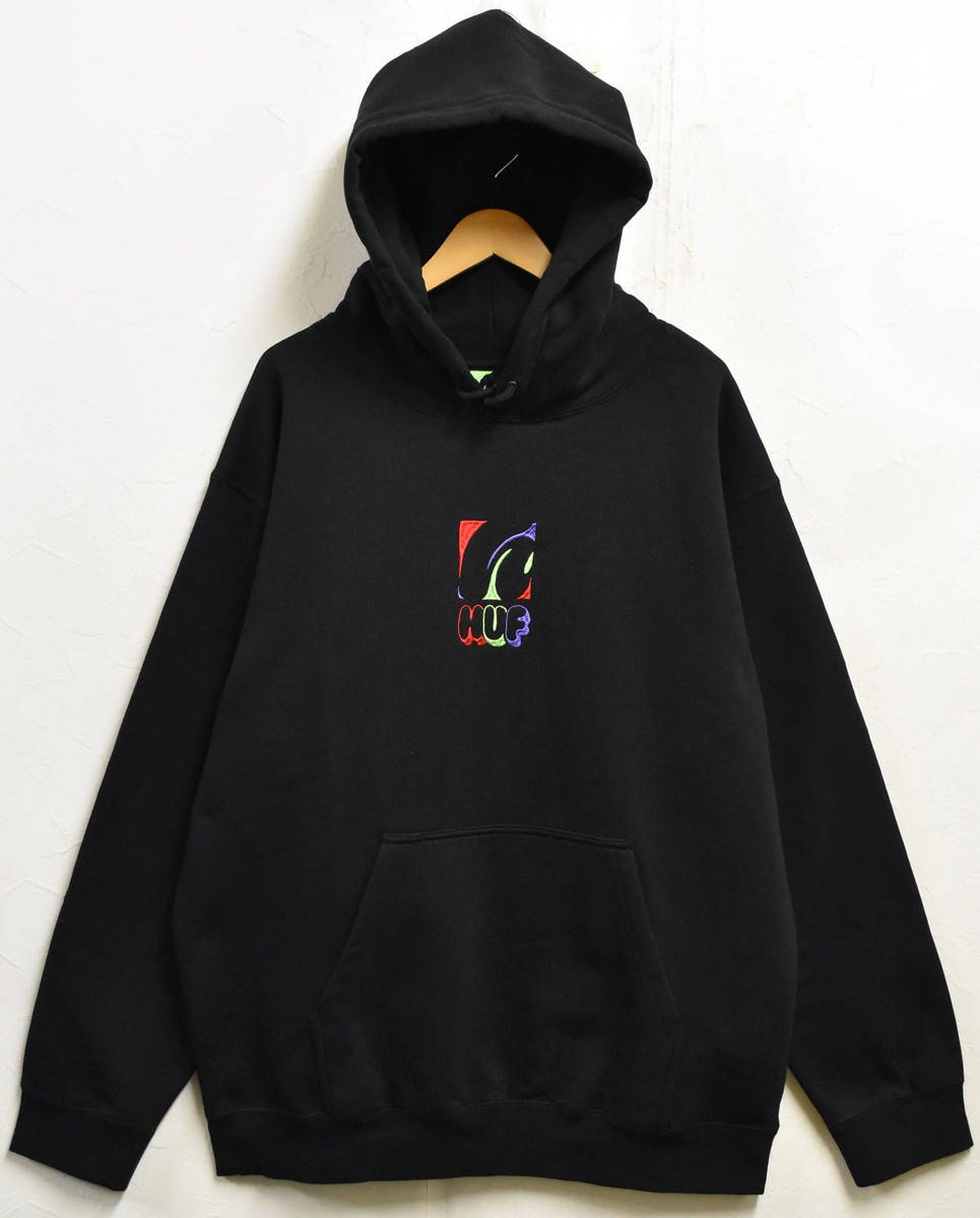 【アウトレット】【未使用品】【展示試着品】【ビッグサイズ】HUF ハフ 長袖 プルオーバースウェット パーカ フーディー ブラック メンズXL【新品】▼