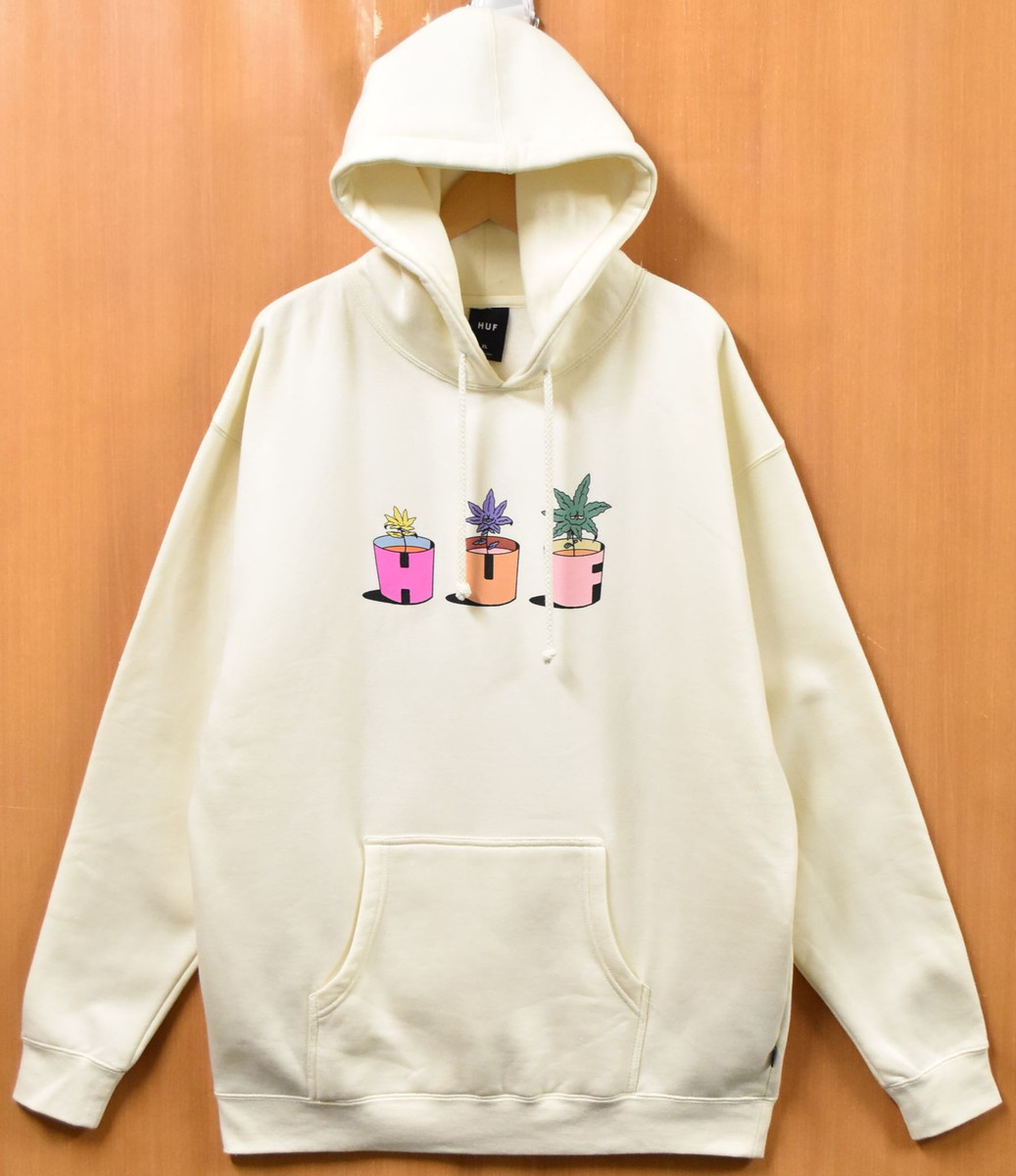 【アウトレット】【未使用品】【展示試着品】【ビッグサイズ】HUF ハフ 長袖 プルオーバースウェット パーカ フーディ アイボリー系 メンズXL【新品】▼