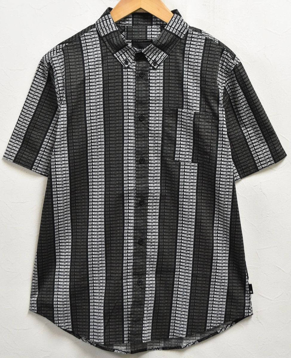 【国内正規品】ハフ HUF 総柄 ブラック ブルー 半袖シャツ #731 国内正規品】ハフ HUF 総柄 ブラック ブルー 半袖シャツ #731