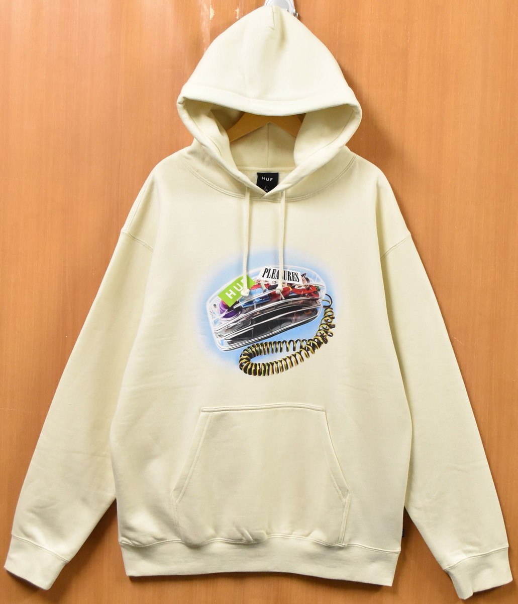 【アウトレット】【未使用品】【展示試着品】HUF ハフ 長袖 プルオーバースウェット パーカ フーディー アイボリー メンズL【新品】▼