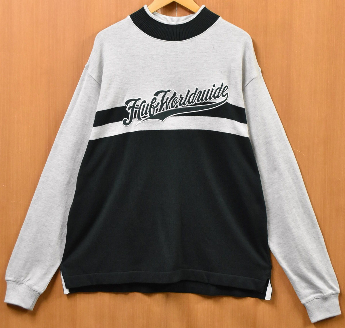 【アウトレット】【未使用品】【展示試着品】HUF ハフ 長袖 プルオーバーニット セーター ヘザーライトグレー&times;ダークグリーン メンズL【新品】▼｜古着雑貨ペンギントリッパー