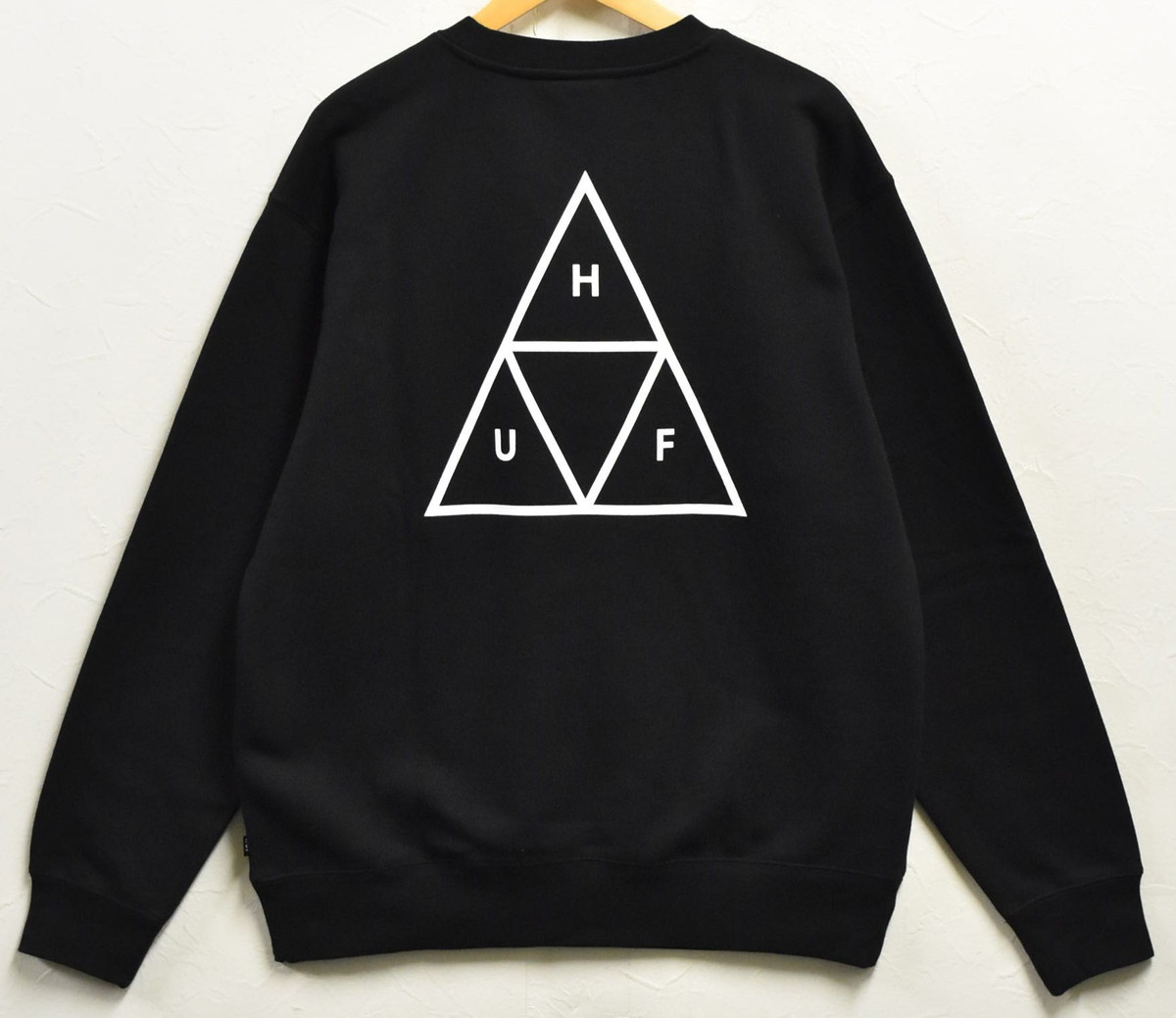 【アウトレット】【未使用品】【展示試着品】HUF ハフ 長袖 プルオーバースウェット ブラック メンズL【新品】▼
