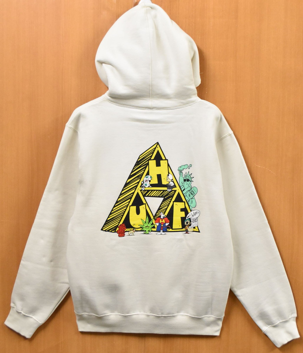 【アウトレット】【未使用品】【展示試着品】HUF ハフ 長袖 プルオーバースウェット パーカ オフホワイト SATURADAY MORNING メンズM【新品】▼
