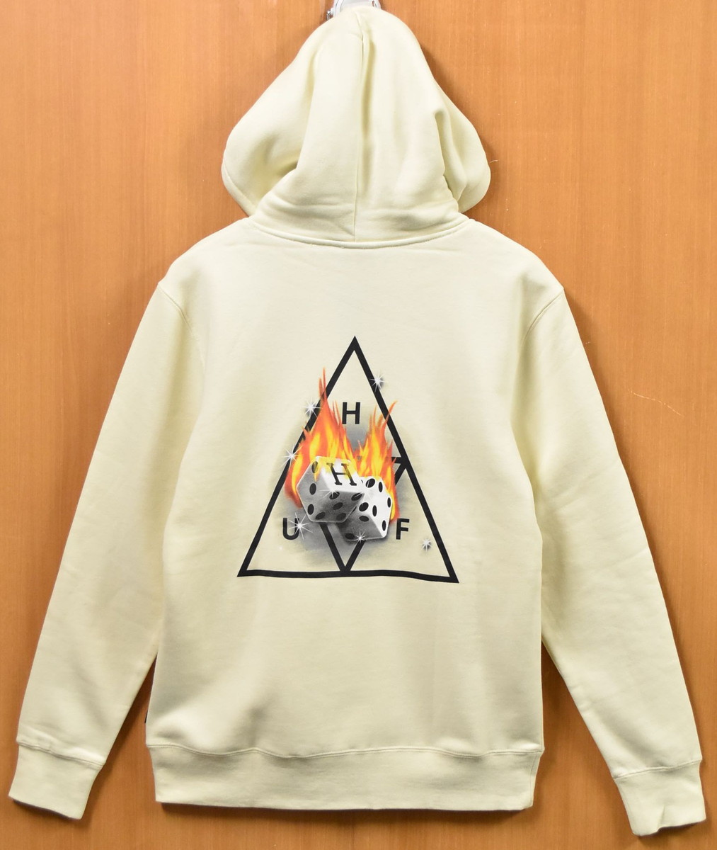 【アウトレット】【未使用品】【展示試着品】HUF ハフ 長袖 プルオーバースウェット パーカ フーディー HOT DICE アイボリー メンズS【新品】▼｜古着雑貨ペンギントリッパー