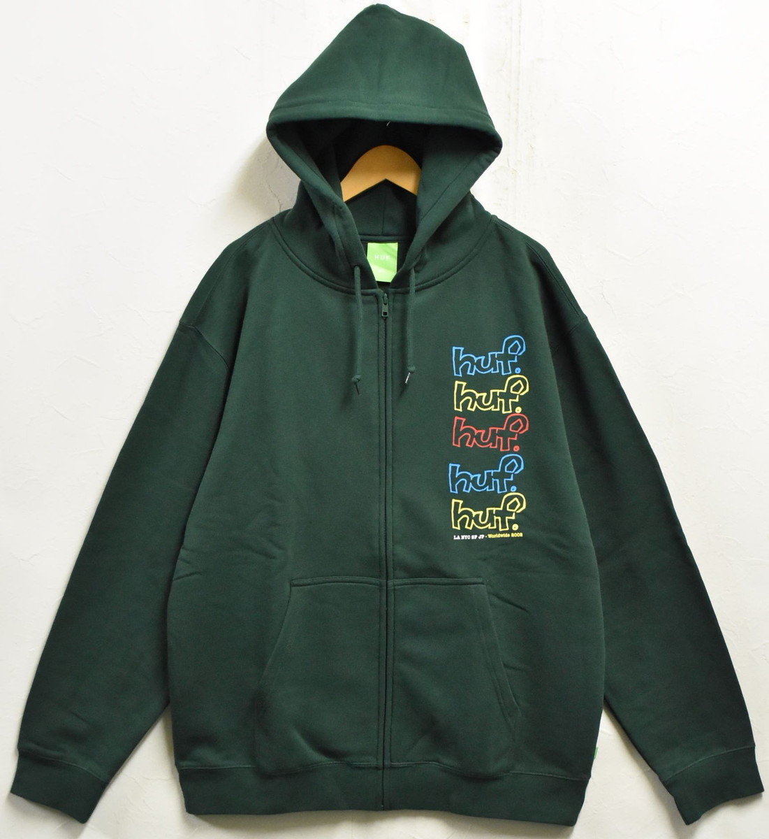 【アウトレット】【未使用品】【展示試着品】【ビッグサイズ】HUF ハフ 長袖 フルジップスウェット パーカ フーディー ダークグリーン メンズXL【新品】▼|古着雑貨ペンギントリッパー
