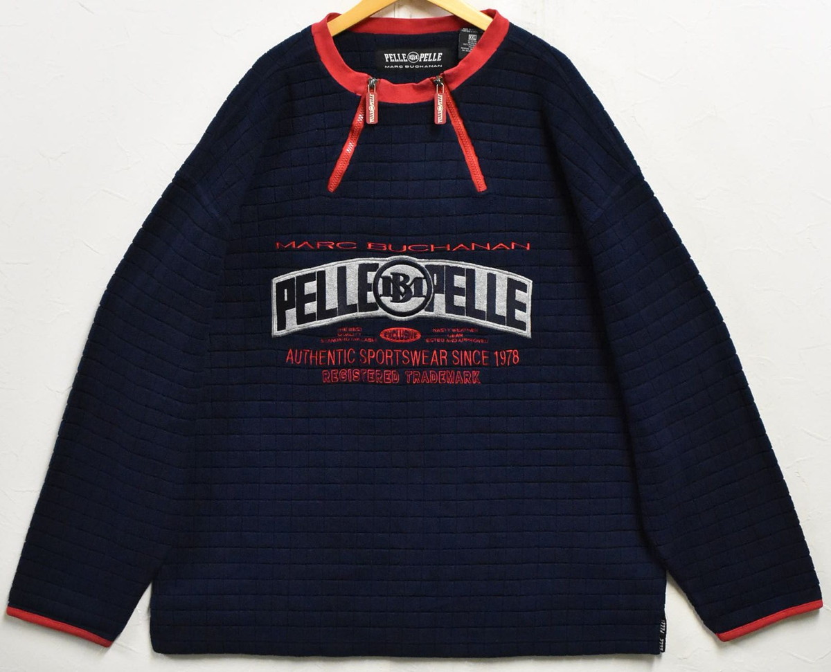【ビッグ大きさ】PELLE PELLE ペレペレ フリースカットソー プルオーバーフリースジャケット 米国海軍×赤いこと メンズ3XL好いかげんに【中古】■