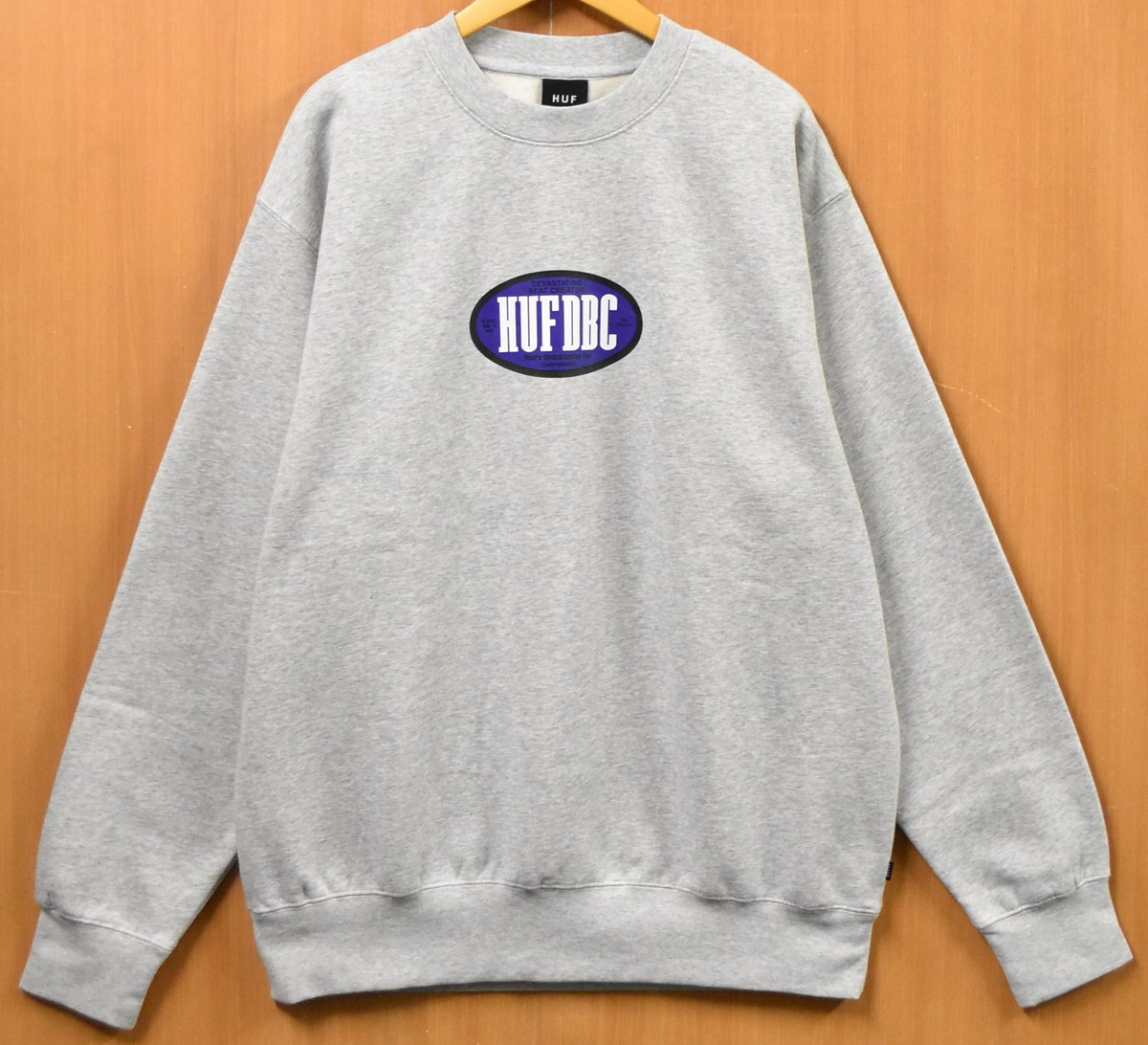 【逃げ口】【未当て嵌める品】【見せびらかす試着品】【ビッグ大きさ】HUF ハフ 長袖 プルオーバースウェット ロゴタイプ刷り上げる 裏起毛 ヘザーグレー メンズXL【新品】▼