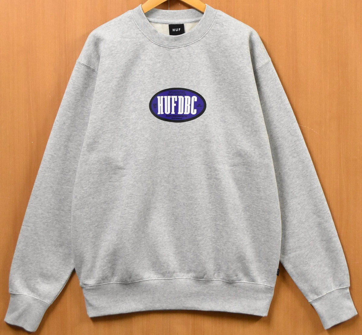 【逃げ口】【未当て嵌める品】【見せびらかす試着品】HUF ハフ 長袖 プルオーバースウェット ロゴタイプ刷り上げる 裏起毛 ヘザーグレー メンズL【新品】▼