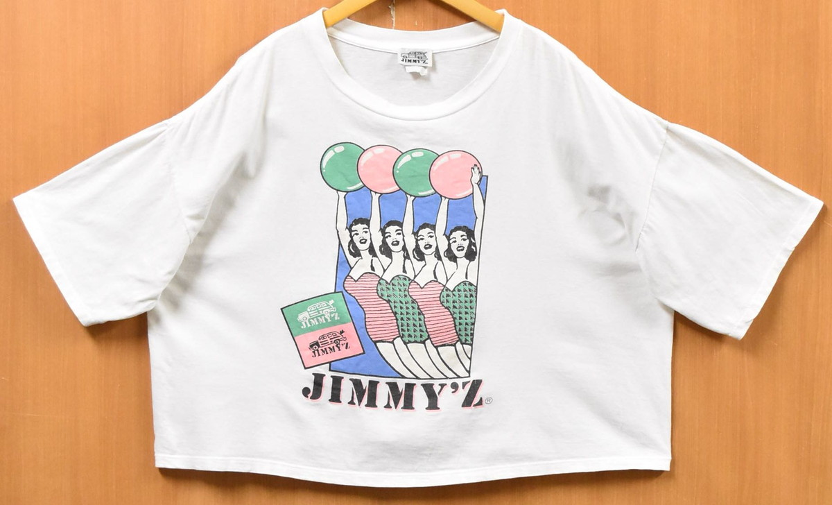 ヴィンテージ JIMMY’Z ジミーズ クロップド丈 半袖ティーシャツ 白いこと ビッグ大きさ 大層らしい大きさ レディース無償性大きさ【中古】▼