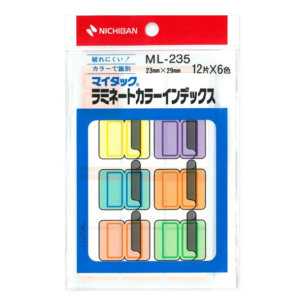 T マイタック TM ラミネートインデックス 保護フィルム付 ML-235 混色 残りわずか ニチバン 送料無料カード決済可能 72片
