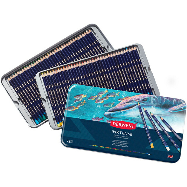 ダーウェント 色鉛筆 インクテンスペンシル 2301843 72色 セット メタルケース DERWENT えんぴつ いろえんぴつ 水溶性 水彩 水彩色鉛筆 プレゼント 母の日 大人の塗り絵 塗り絵 ぬり絵 画材